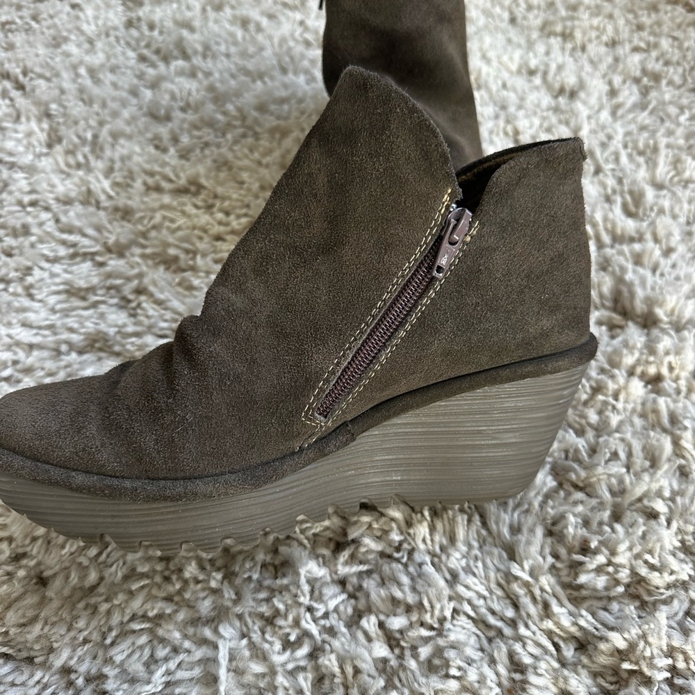 Fly London Suede Wedge Ankle Boots - Brown